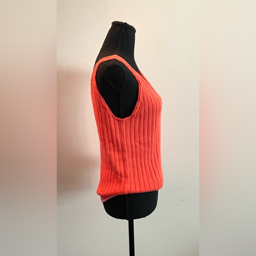 Talbots- Orange Ribbed Knit Tank Top Size PL - Picture 4 of 8